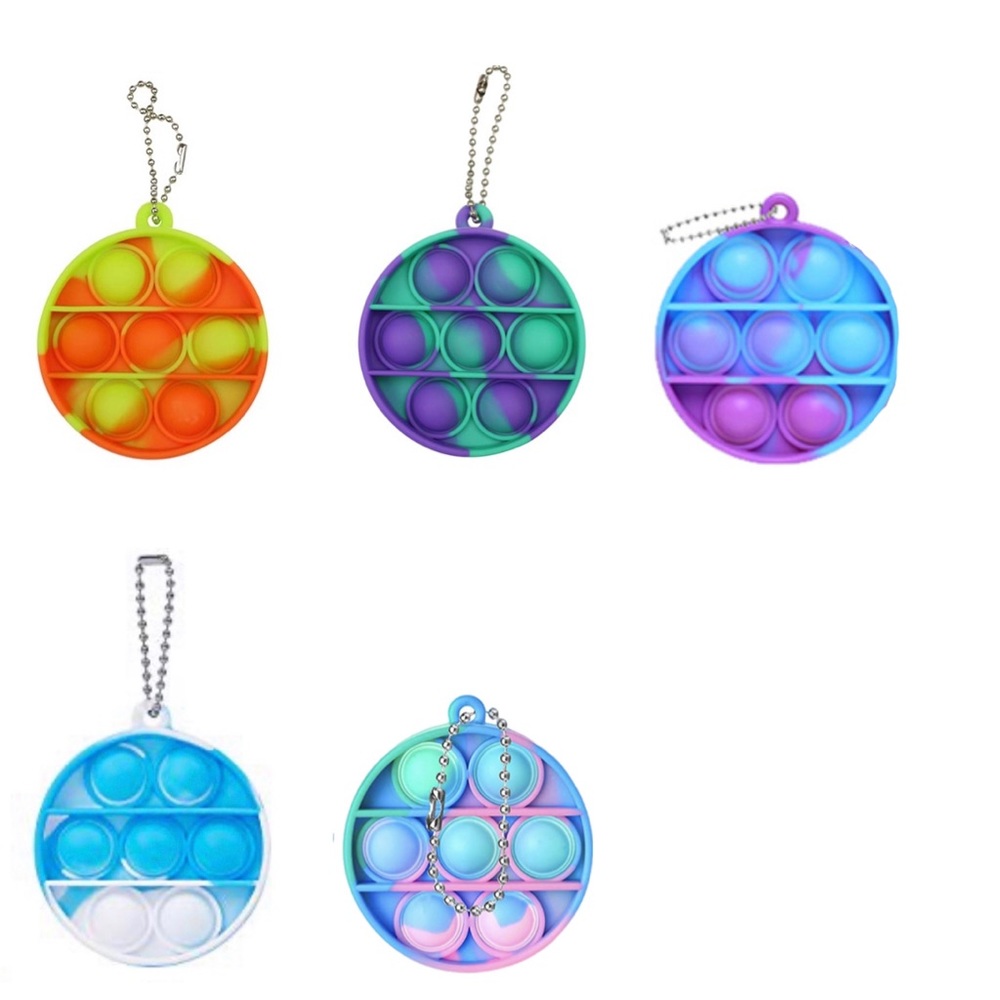Circular Pop It Key Chains. Sensory Fidget Stress Relief Toy.